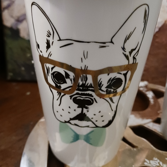 🥤🍵 2 Boston Terrier Ceramic Cup🥤🏕 Size 6"×3.75",Bow Coffee☕️Travel Cups. - Picture 7 of 12